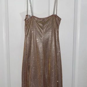 Sparkly mini dress with rhinestone straps